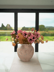 Composition florale artificielle d’automne – Rose et beige