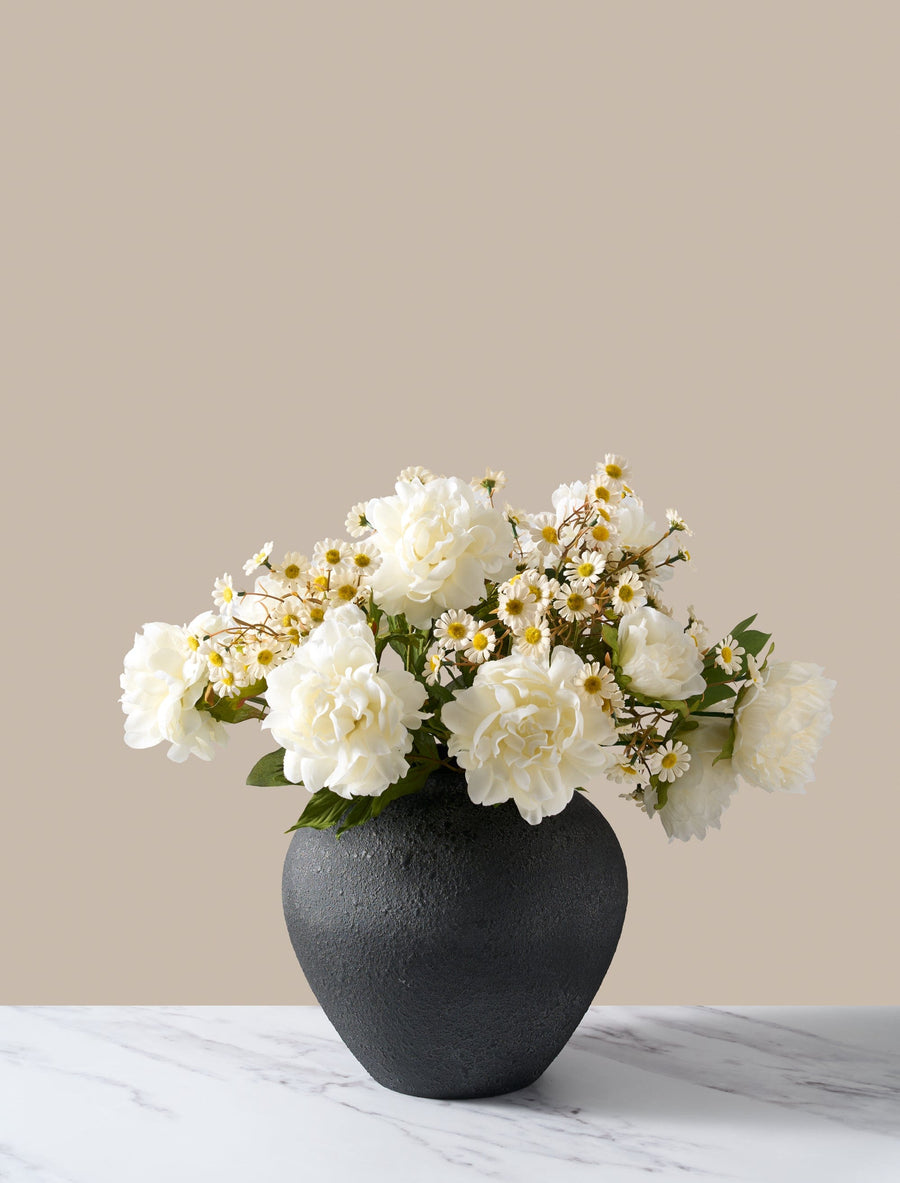 Composition florale artificielle - Pivoine blanche et marguerite