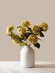 Petit bouquet d’hortensias artificiels – Rose agrume (3 tiges)