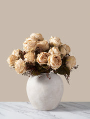 Grandes roses artificielles – Beige (3 tiges / 21 roses)