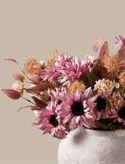 Composition florale artificielle d’automne – Rose et beige