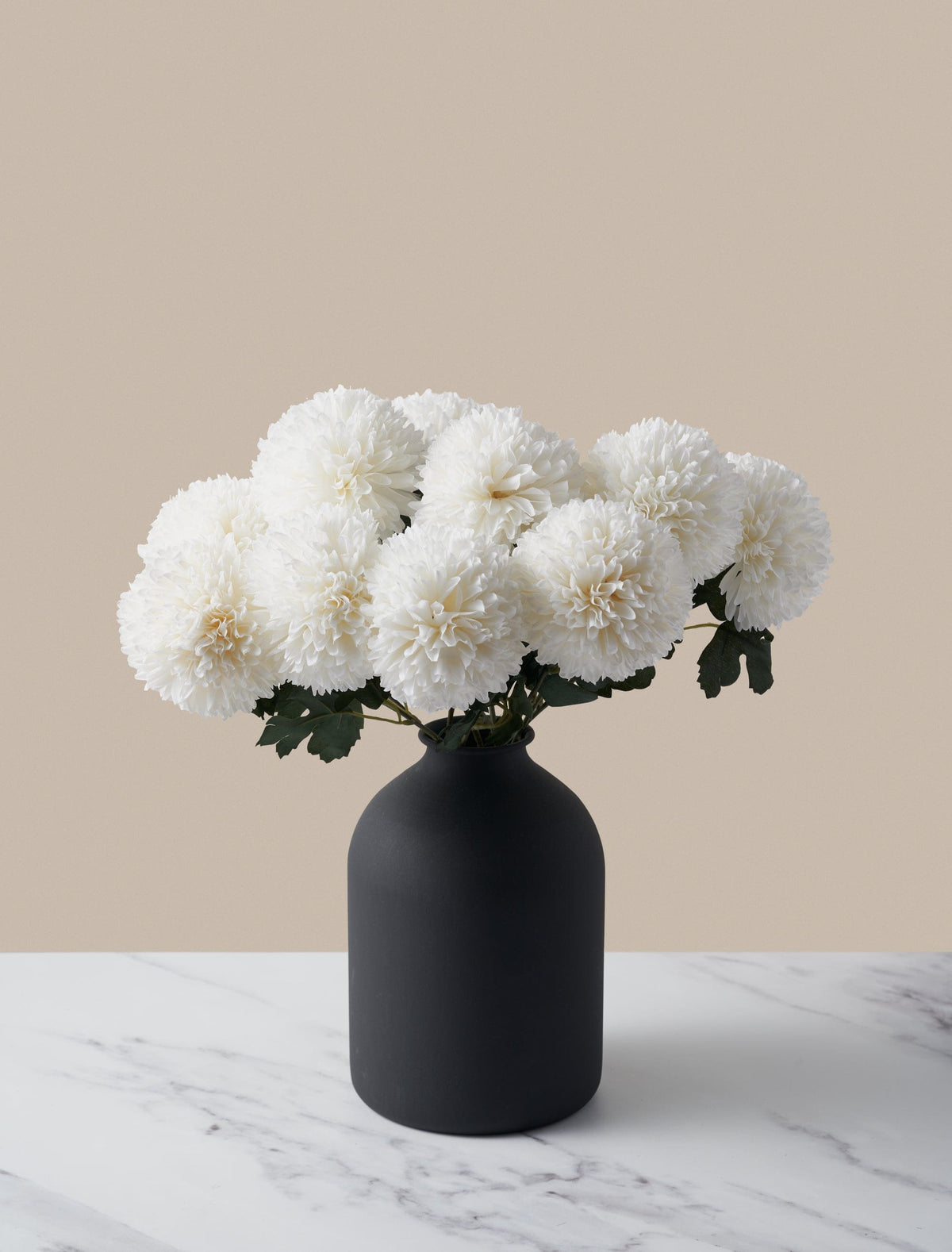 Grands chrysanthèmes Kiku artificiels – Blanc (10 tiges)