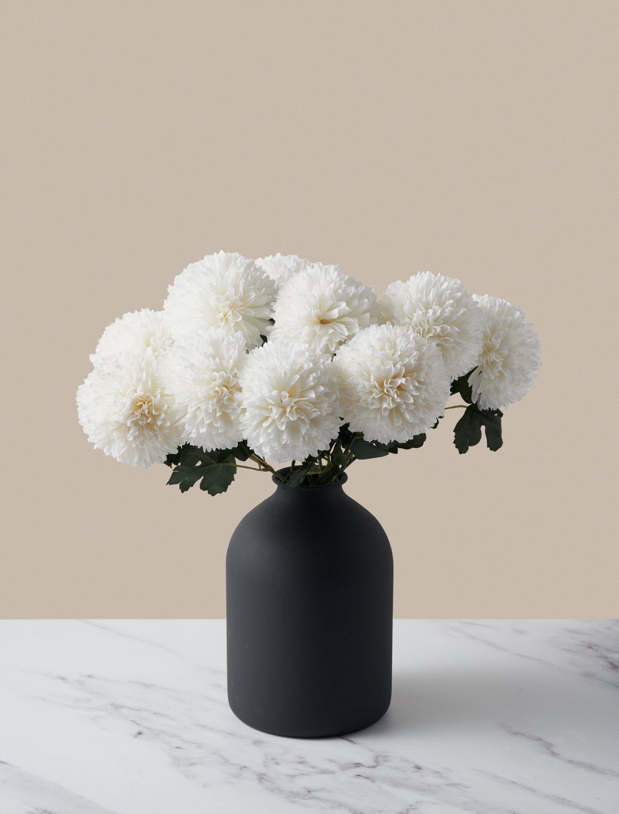 Grands chrysanthèmes Kiku artificiels – Blanc (10 tiges)