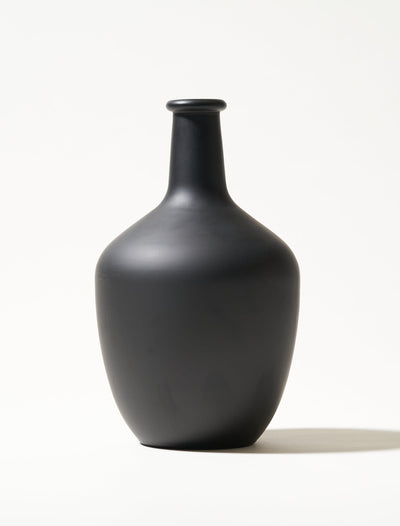 Vase boule en verre – Noir mat
