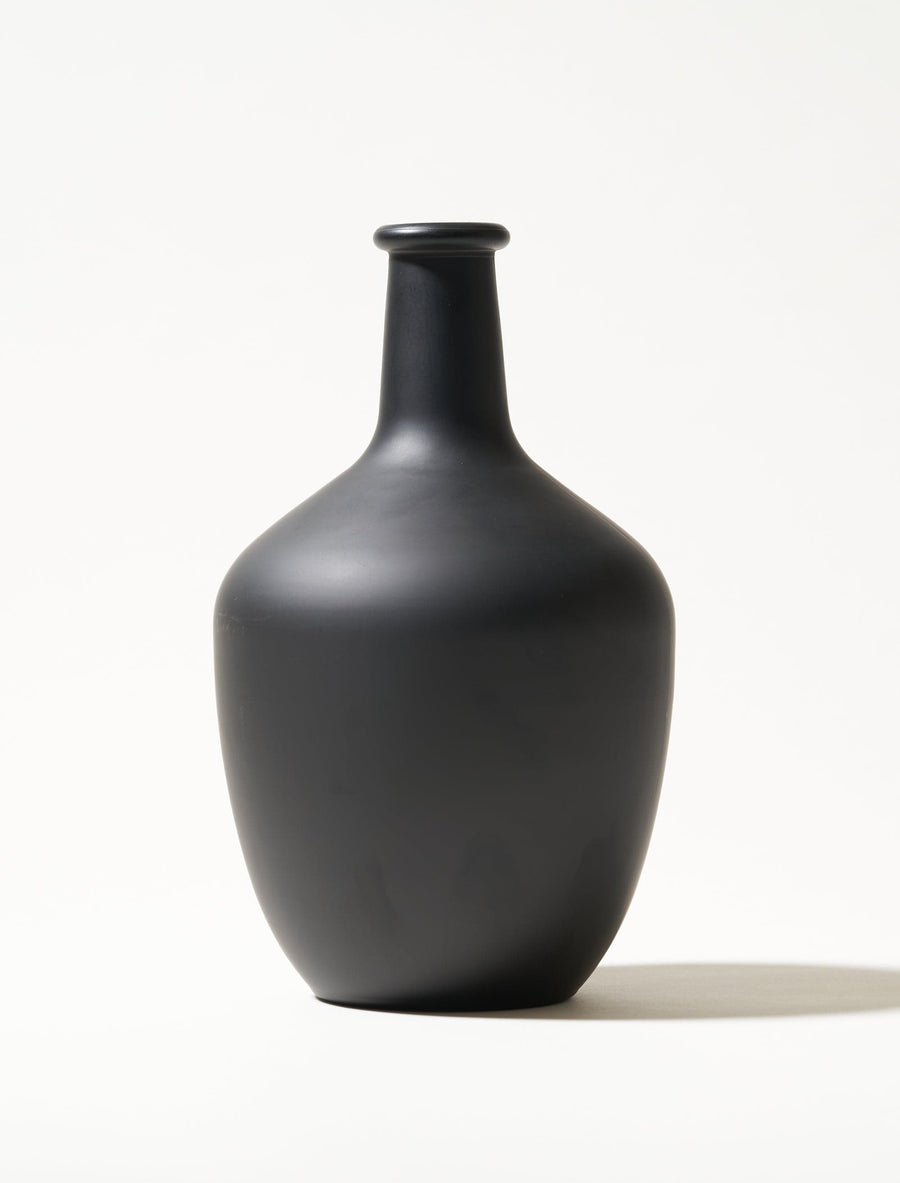 Vase boule en verre – Noir mat