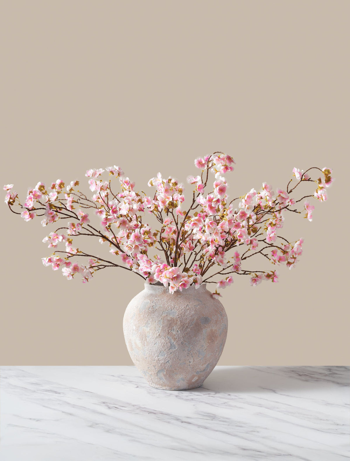 Branches fleuries artificielles – Rose tendre (6 tiges)
