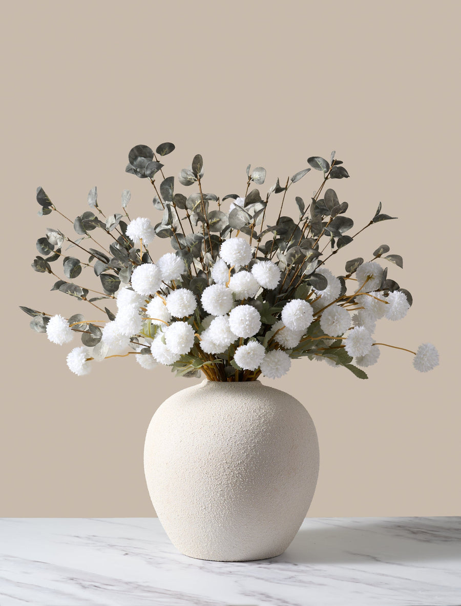 Composition florale artificielle - Blanc et vert