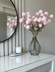 Chrysanthèmes Kiku artificiels – Rose (10 tiges / 50 fleurs)