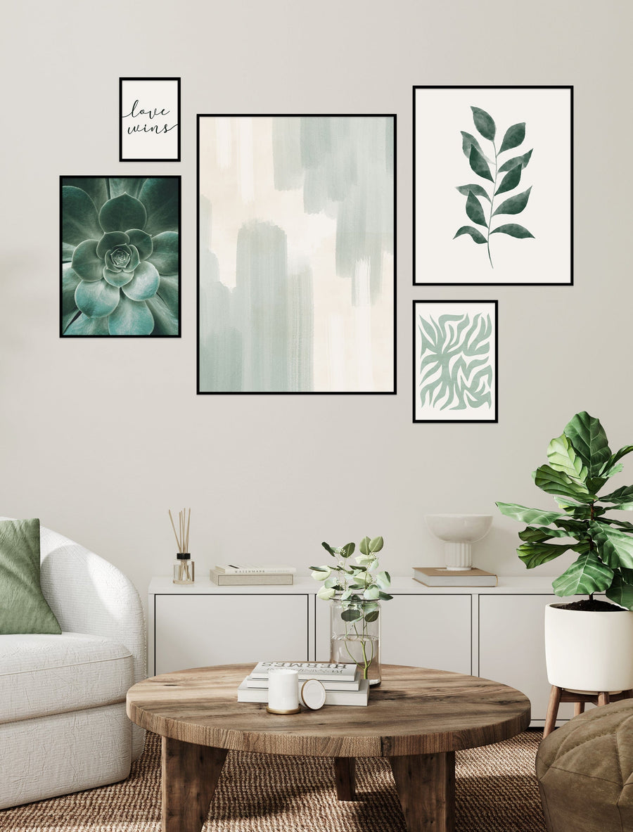 Composition murale de 5 affiches – Vert prairie
