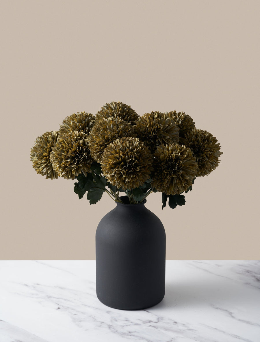 Grands chrysanthèmes Kiku artificiels – Vert (10 tiges)