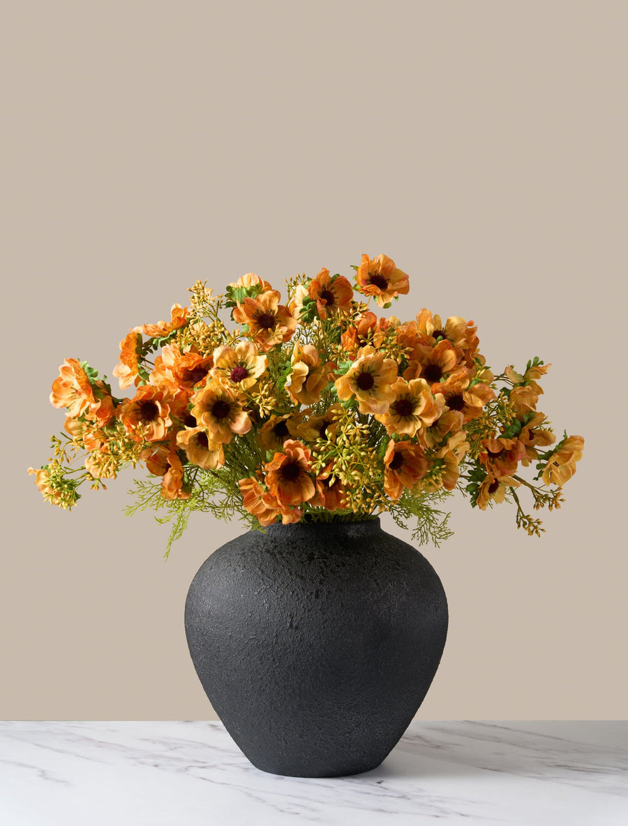 Arrangement de faux coquelicots - Lever du soleil (12 tiges / 60 têtes de coquelicots)