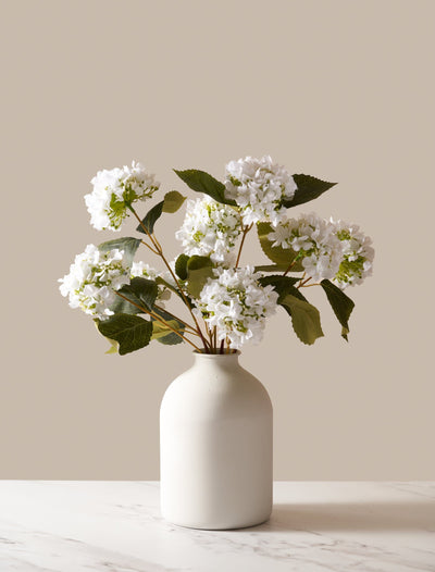 Petit bouquet d’hortensias artificiels – Blanc (3 tiges)