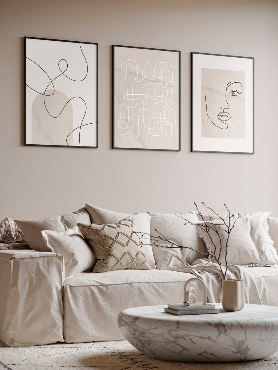 Composition murale de 3 affiches – Dessin au trait