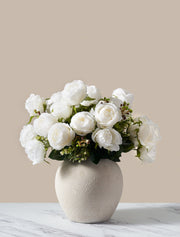 Grandes roses artificielles – Blanc ivoire (3 tiges / 21 roses)