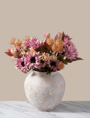 Composition florale artificielle d’automne – Rose et beige