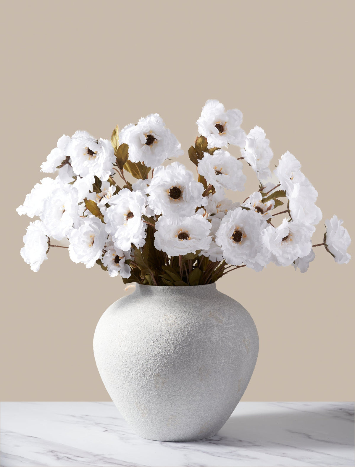 Pivoines Moutan artificielles – Blanc (8 tiges)