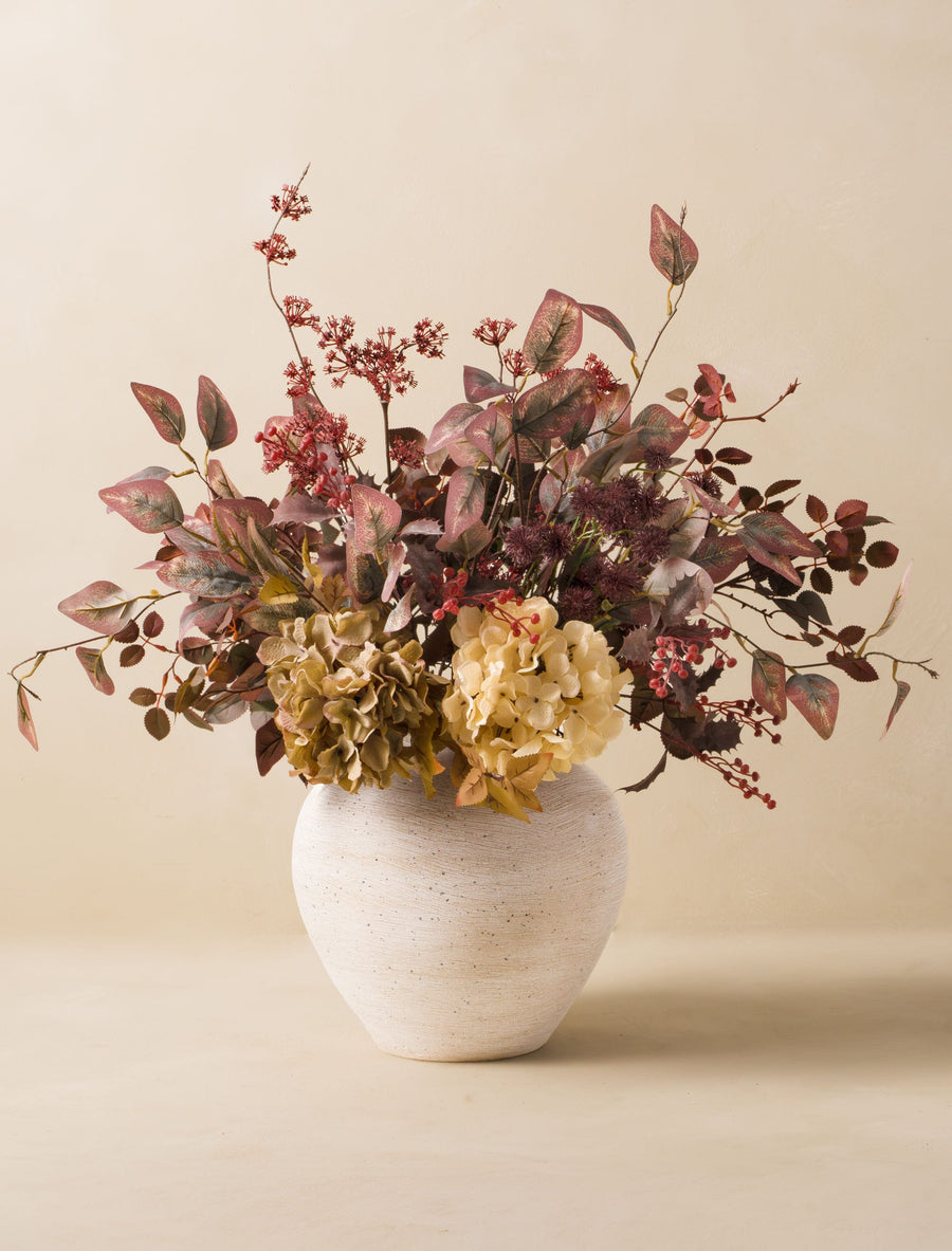 Composition florale artificielle - Baies de Bourgogne et Hortensia