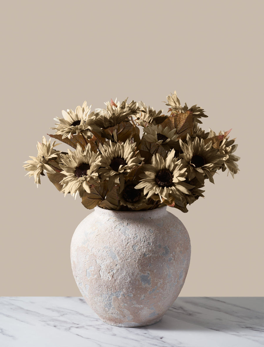 Tournesols artificiels d’automne – Vert rustique (3 tiges / 21 fleurs)