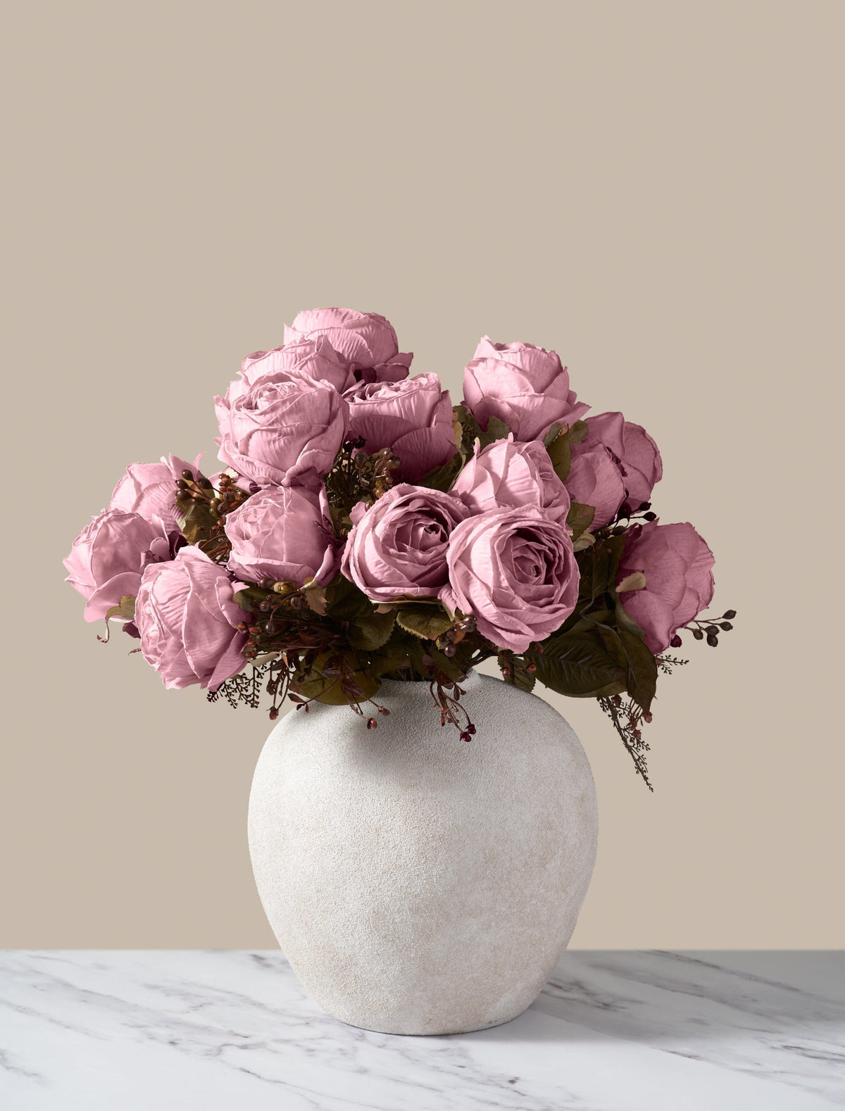 Grandes roses artificielles – Rose (3 tiges / 21 roses)