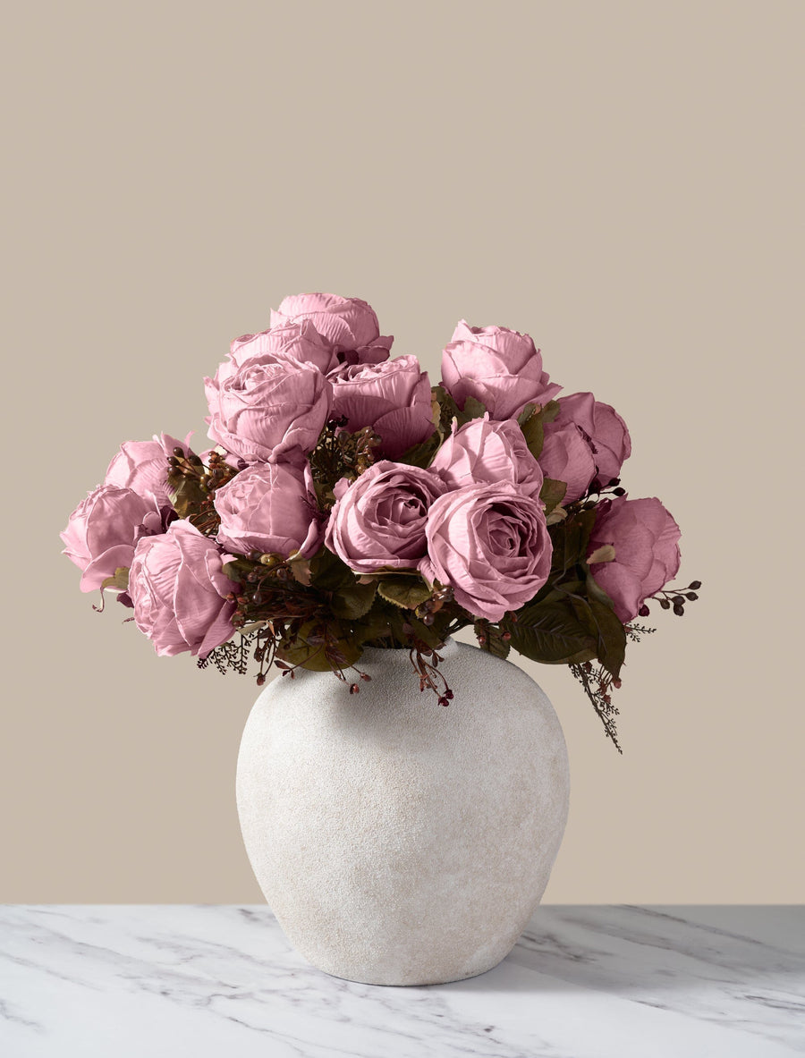 Arrangement de fausses grandes roses - Rose (3 tiges/21 roses)