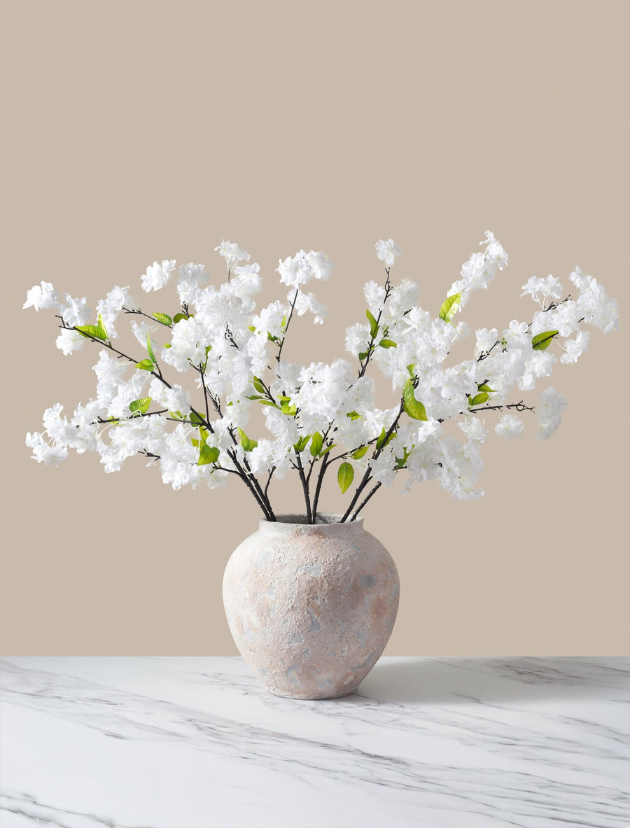 Grande fleur de cerisier artificielle – Blanc (6 tiges)